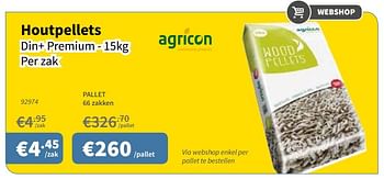 Promotions Houtpellets din+ premium - Agricon - Valide de 25/11/2016 à 07/12/2016 chez Cevo Market