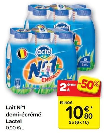 Promotions Lait n°1 demi-écrémé lactel - Lactel - Valide de 23/11/2016 à 05/12/2016 chez Carrefour