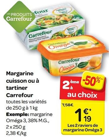 Promoties Margarine cuisson ou à tartiner carrefour - Huismerk - Carrefour  - Geldig van 23/11/2016 tot 05/12/2016 bij Carrefour