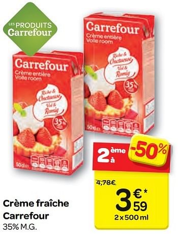 Promoties Crème fraîche carrefour - Huismerk - Carrefour  - Geldig van 23/11/2016 tot 05/12/2016 bij Carrefour