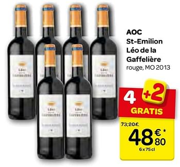 Promotions Aoc st-emilion léo de la gaffelière - Vins rouges - Valide de 23/11/2016 à 05/12/2016 chez Carrefour