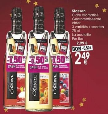 Promotions Stassen cidre aromatise gearomatiseerde cider - Vins blancs - Valide de 29/11/2016 à 12/12/2016 chez Cora