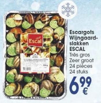 Promoties Escal escargots wijngaardslakken - Escal - Geldig van 29/11/2016 tot 12/12/2016 bij Cora