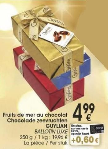 Promotions Fruits de mer au chocolat chocolade zeevruchten guylian - Guylian - Valide de 29/11/2016 à 12/12/2016 chez Cora