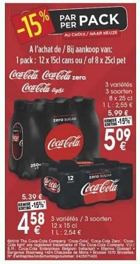 Promotions Coca-cola zero - Coca Cola - Valide de 29/11/2016 à 12/12/2016 chez Cora