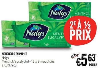 Promotions Mouchoirs en papier nalys - Nalys - Valide de 23/11/2016 à 30/11/2016 chez Delhaize