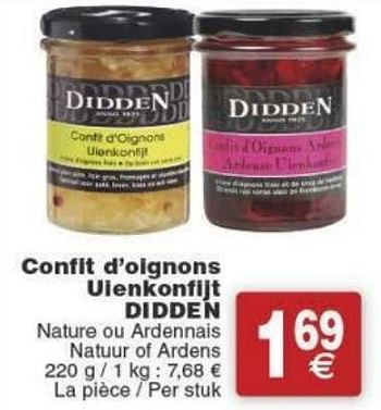 Promotions Confit d`oignons uienkonfijt didden - Didden - Valide de 29/11/2016 à 05/12/2016 chez Cora