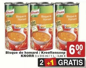 Promotions Bisque de homard - kreeftensoep knorr - Knorr - Valide de 29/11/2016 à 05/12/2016 chez Cora