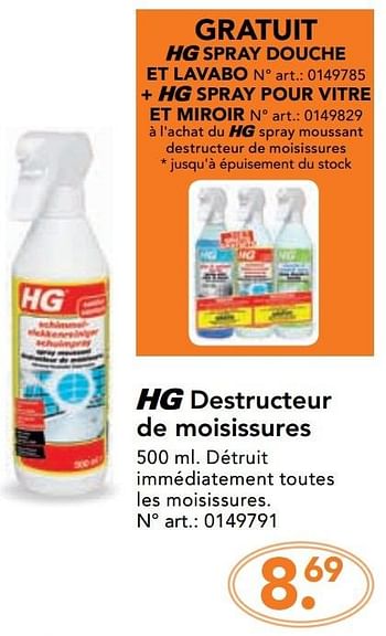 Promotions Hg destructeur de moisissures - HG - Valide de 28/11/2016 à 31/12/2016 chez Blokker
