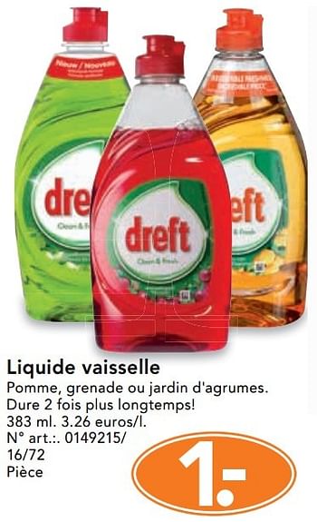 Promotions Liquide vaisselle - Dreft - Valide de 28/11/2016 à 31/12/2016 chez Blokker