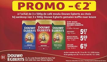 Promotions Café moulu gemalen koffie douwe egberts dessert - Douwe Egberts - Valide de 29/11/2016 à 05/12/2016 chez Cora