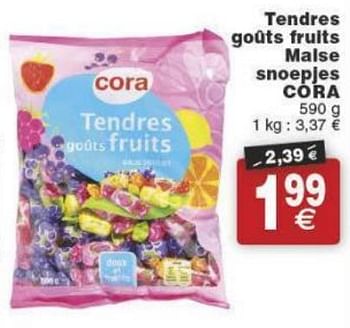 Promoties Tendres goûts fruits malse snoepjes cora - Cora - Geldig van 29/11/2016 tot 05/12/2016 bij Cora