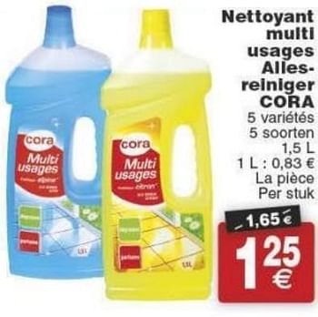 Promoties Nettoyant multi usages allesreiniger cora - Cora - Geldig van 29/11/2016 tot 05/12/2016 bij Cora