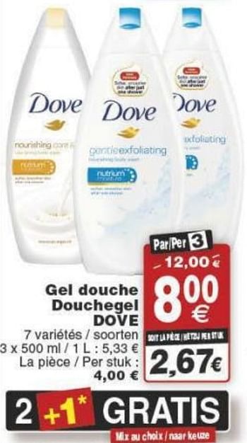 Promoties Gel douche douchegel dove - Dove - Geldig van 29/11/2016 tot 05/12/2016 bij Cora