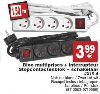 Promoties Bloc multiprises + interrupteur stopcontactenblok + schakelaar - Huismerk - Cora - Geldig van 29/11/2016 tot 12/12/2016 bij Cora