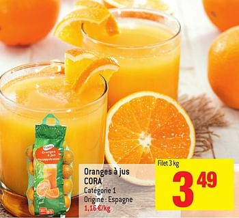 Promoties Oranges à jus cora - Cora - Geldig van 30/11/2016 tot 06/12/2016 bij Match