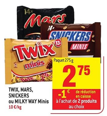 Promoties Twix, mars, snickers ou milky way minis - Mars Snacks - Geldig van 30/11/2016 tot 06/12/2016 bij Match