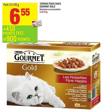 Promoties Terrine pour chats gourmet gold - Purina - Geldig van 30/11/2016 tot 06/12/2016 bij Match