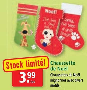 Promotions Chaussette de noël - Produit maison - Maxi Zoo - Valide de 30/11/2016 à 06/12/2016 chez Maxi Zoo
