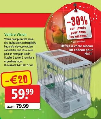 Promotions Volière vision - Produit maison - Maxi Zoo - Valide de 30/11/2016 à 06/12/2016 chez Maxi Zoo