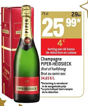 Promotions Champagne piper-heidsieck - Piper-Heidsieck - Valide de 30/11/2016 à 03/01/2017 chez Match