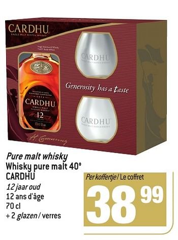 Promotions Pure malt whisky whisky pure malt 40° cardhu - Cardhu - Valide de 30/11/2016 à 03/01/2017 chez Match