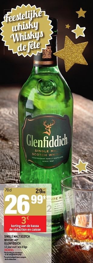 Promoties Single malt scotch whisky 40° glenfiddich - Glenfiddich - Geldig van 30/11/2016 tot 03/01/2017 bij Match