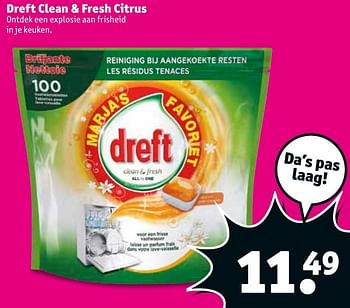 Promoties Dreft clean + fresh citrus - Dreft - Geldig van 29/11/2016 tot 04/12/2016 bij Kruidvat
