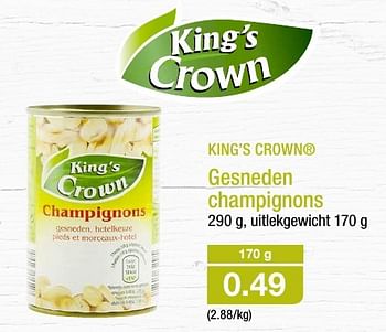 Promotions Gesneden champignons - King's Crown - Valide de 30/11/2016 à 06/12/2016 chez Aldi