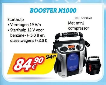 Promoties Booster n1000 starthulp met mini compressor - Huismerk - Auto 5  - Geldig van 27/11/2016 tot 01/01/2017 bij Auto 5
