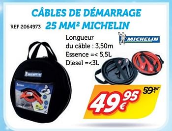 Promotions Câbles de démarrage 25 mm² michelin - Michelin - Valide de 27/11/2016 à 01/01/2017 chez Auto 5