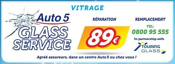 Promotions Vitrage réparation - Produit maison - Auto 5  - Valide de 27/11/2016 à 01/01/2017 chez Auto 5