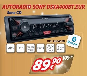 Promoties Autoradio sony dsxa400bt.eur - Sony - Geldig van 27/11/2016 tot 01/01/2017 bij Auto 5