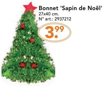 Promoties Bonnet `sapin de noël` - Huismerk - Blokker - Geldig van 28/11/2016 tot 31/12/2016 bij Blokker
