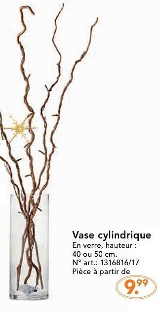 Promoties Vase cylindrique - Huismerk - Blokker - Geldig van 28/11/2016 tot 31/12/2016 bij Blokker