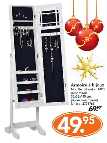 Promoties Armoire à bijoux - Huismerk - Blokker - Geldig van 28/11/2016 tot 31/12/2016 bij Blokker