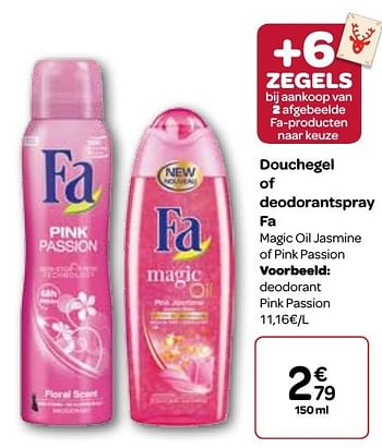 Promoties Deodorant pink passion - Fa - Geldig van 30/11/2016 tot 05/12/2016 bij Carrefour