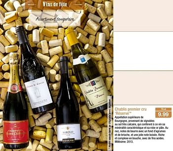 Promoties Chablis premier cru `réserve` - Witte wijnen - Geldig van 30/11/2016 tot 06/12/2016 bij Aldi