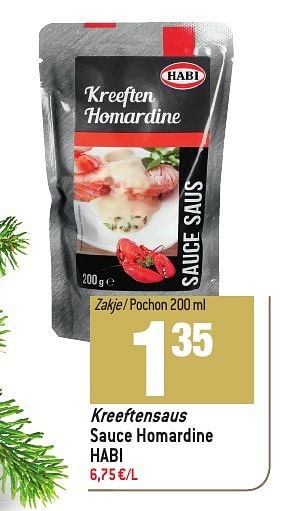 Promotions Kreeftensaus sauce homardine habi - Habi - Valide de 30/11/2016 à 03/01/2017 chez Match