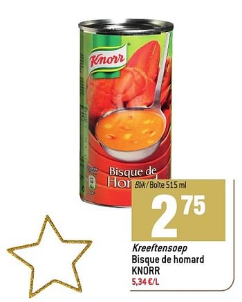 Promotions Kreeftensoep bisque de homard knorr - Knorr - Valide de 30/11/2016 à 03/01/2017 chez Match