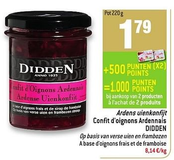 Promotions Ardens uienkonfijt confit d`oignons ardennais didden - Didden - Valide de 30/11/2016 à 03/01/2017 chez Match
