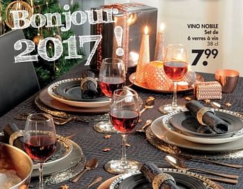 Promoties Vino nobile set de 6 verres à vin - Huismerk - Casa - Geldig van 28/11/2016 tot 01/01/2017 bij Casa