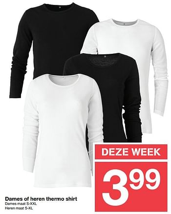 Promoties Dames of heren thermo shirt - Huismerk - Zeeman  - Geldig van 03/12/2016 tot 09/12/2016 bij Zeeman