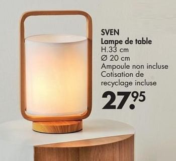 Promotions Sven lampe de table - Produit maison - Casa - Valide de 28/11/2016 à 01/01/2017 chez Casa