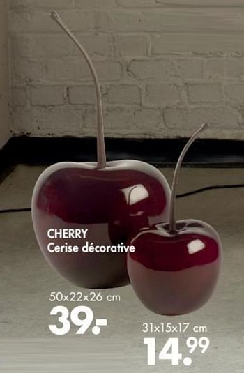 Promotions Cherry cerise décorative - Produit maison - Casa - Valide de 28/11/2016 à 01/01/2017 chez Casa