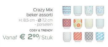 Promoties Crazy mix beker assorti - Cosy & Trendy - Geldig van 02/12/2016 tot 31/12/2016 bij ShopWillems