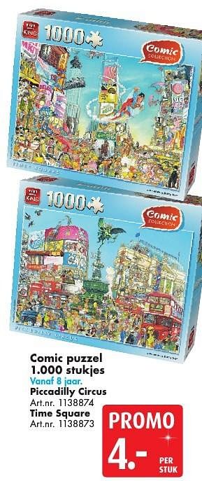 Promoties Comic puzzel 1.000 stukjes piccadilly circus - King - Geldig van 10/12/2016 tot 24/12/2016 bij Bart Smit