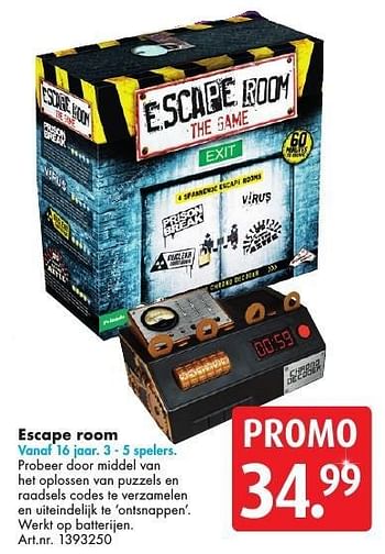 Promoties Escape room - Exit - Geldig van 10/12/2016 tot 24/12/2016 bij Bart Smit