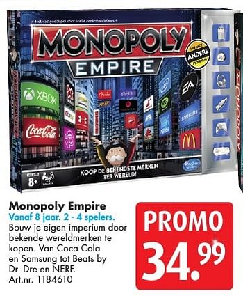 Promoties Monopoly empire - Hasbro - Geldig van 10/12/2016 tot 24/12/2016 bij Bart Smit