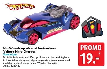 Promoties Hot wheels op afstand bestuurbare vulture nitro charger - Hot Wheels - Geldig van 10/12/2016 tot 24/12/2016 bij Bart Smit